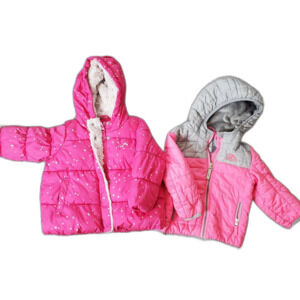Toddler Girl Pink Jacket Coat Bundle Hooded Full Zip Outerwear 18 Months